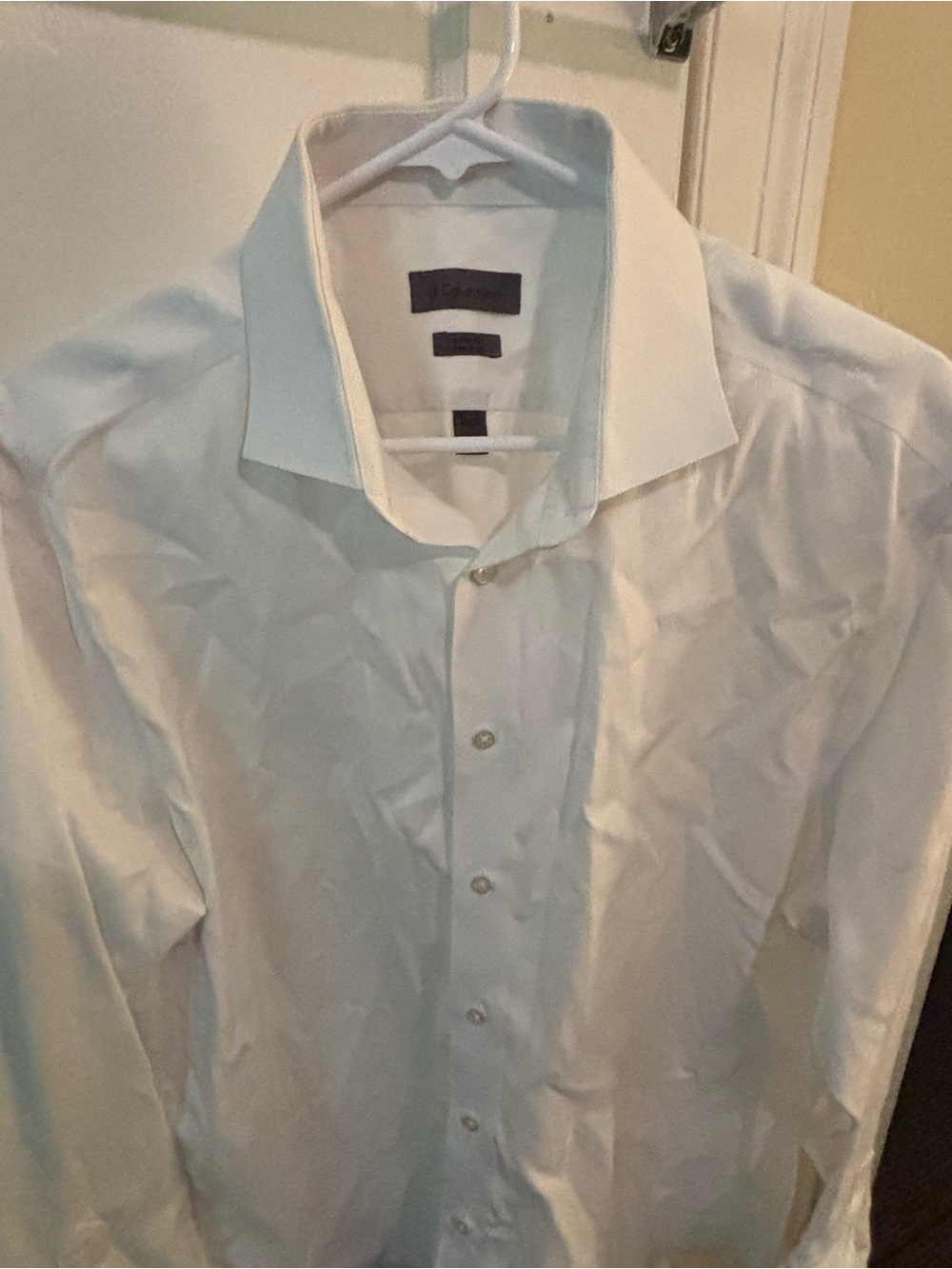 Calvin Klein White Long-Sleeve Dress Shirt - Point Collar